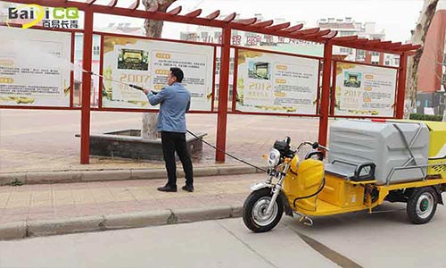 物業(yè)小型三輪高壓清洗車路面沖洗，公告欄清潔多面手